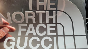 north face x gucci logo sticker iron on