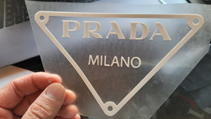 prada milano triangle logo sticker iron on
