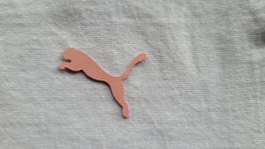 Pink Puma logo leather iron on patch