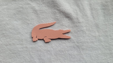 Pink Lacoste logo leather iron on patch