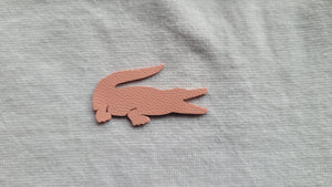Pink Lacoste logo leather iron on patch