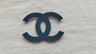 Chanel Navy Blue logo leather iron on patch