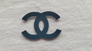 Chanel Navy Blue logo leather iron on patch