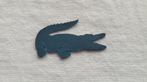 Navy Lacoste logo leather iron on patch
