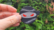 Pitching Ninja Demon Eyes iron on patch Logo