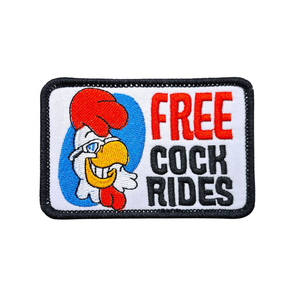FREE COCK RIDES  HATCH BA90-1 Embroidered Patch - Heat Apply