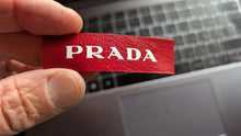 Load image into Gallery viewer, Prada Red Logo – Real Leather Iron-On Patch