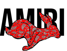 Load image into Gallery viewer, Amiri Red Rabbit colored Logo Iron-on (heat transfer)