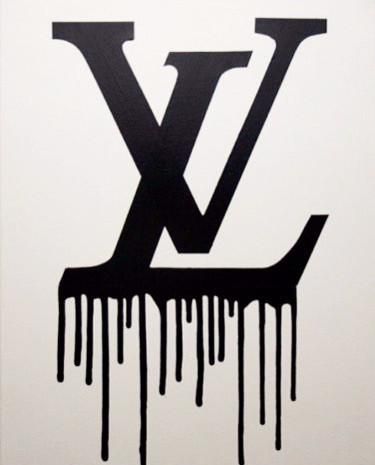 Louis Vuitton Drip Painting 16x20 LV Inspired Black and 